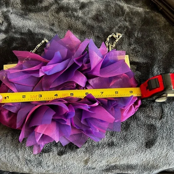 Elegant Purple/Plum Clutch with Silver & Rhinestone Clasp - Picture 4 of 5